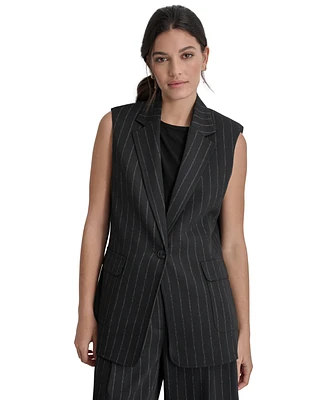 Dkny Women's Striped One-Button Sleeveless Blazer