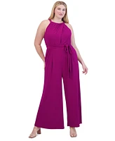 Vince Camuto Plus Size Halter-Neck Tie-Waist Jumpsuit