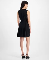 Tahari Asl Women's Sleeveless Button A-Line Dress