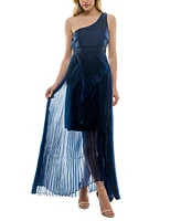 Taylor Women's Asymmetric One-Shoulder Pleated Organza Gown