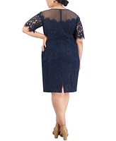 Eliza J Plus Illusion Lace Sheath Dress