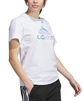 adidas Women's Cotton Tie-Dyed Logo Graphic T-Shirt