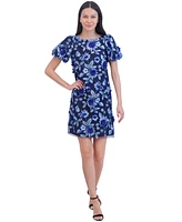 Eliza J Women's Floral Embroidered Puff-Sleeve Sheath Dress