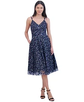 Eliza J Women's Floral Sequin Sleeveless Fit & Flare Dress