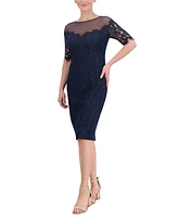 Eliza J Petite Illusion Lace Sheath Dress