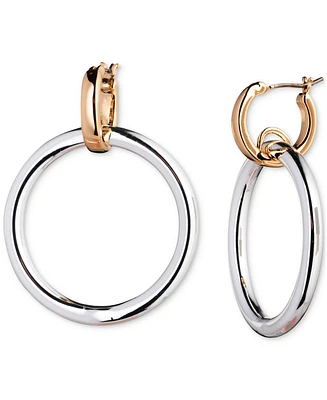 Lauren Ralph Lauren Two-Tone Circle Charm Huggie Hoop Earrings