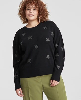 Charter Club Plus 100% Cashmere Star Sweater, Created for Macy's