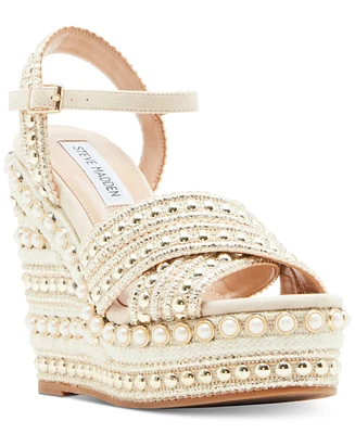 Steve Madden Women's Juniper Raffia Platform Wedge Sandals