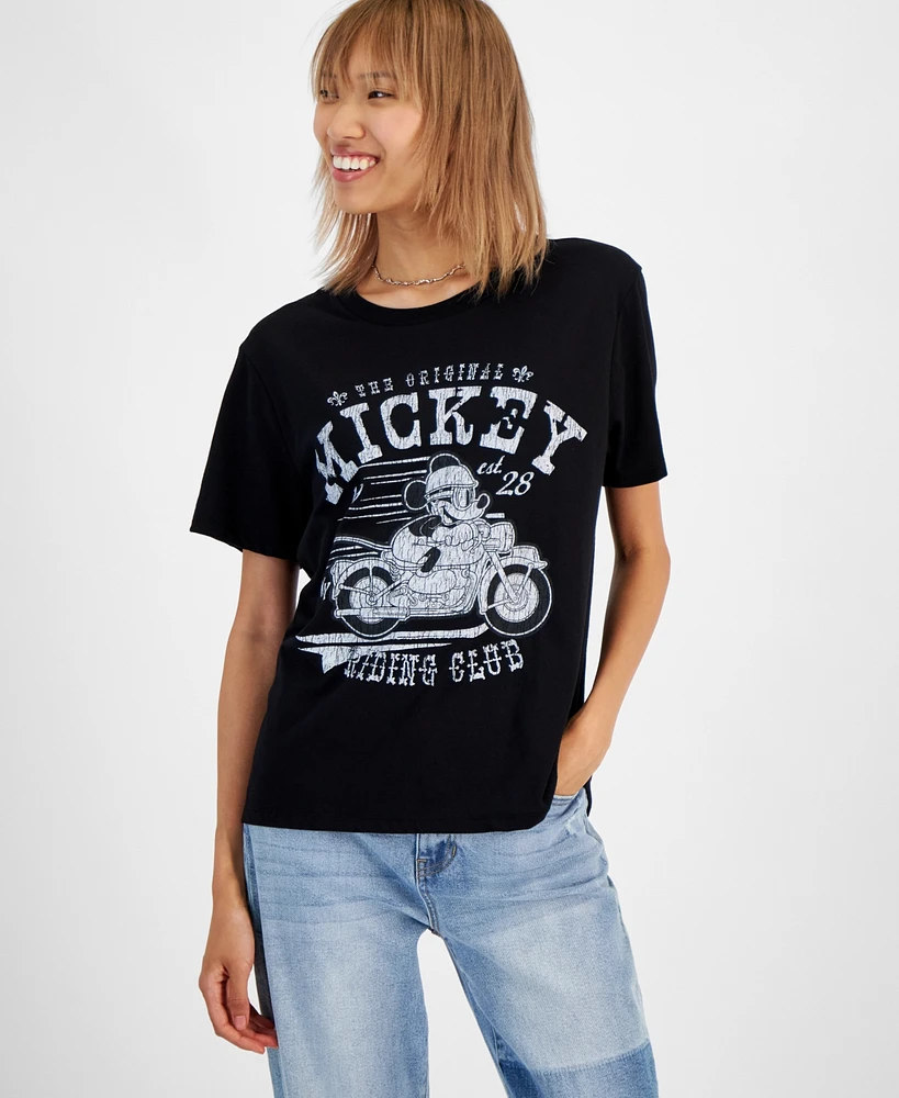 Disney Juniors' Mickey Motorcycle Club Cotton Crewneck Tee