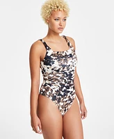 Bar Iii Women's Printed Twisted-Strap Bodysuit, Created for Macy's