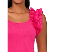 CeCe Women's Ruffle Sleeveless Rib Knit Tank Top