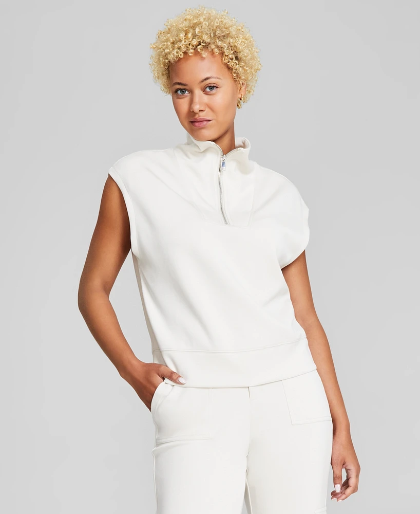 And Now This Women's Scuba Quarter-Zip Collar Vest, Created for Macy's