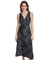 Calvin Klein Women's Printed Double V-Neck Dress