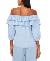 Sam & Jess Petite Off-The-Shoulder Double-Ruffle Top