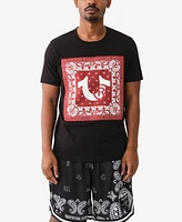 True Religion Men's Short Sleeve Fray Twill Applique Tee