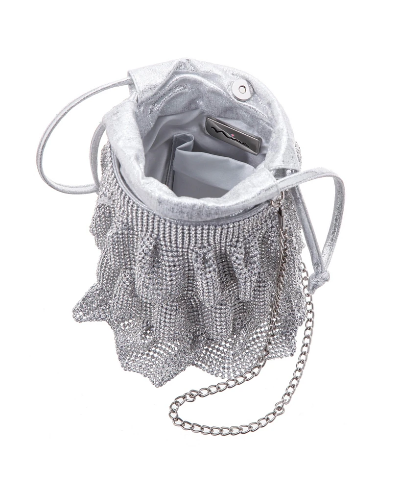 Nina 4 Tired crystal mesh pouch bag