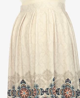 White Mark Plus Pleated Skirt with Border Print