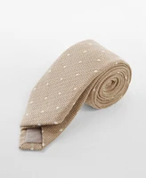 Mango Men's Polka Dot Cotton And Linen Tie