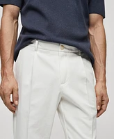 Mango Men's Pleated Texture Slim Fit Trousers
