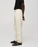 Mango Men's Pleated Cotton Linen Trousers