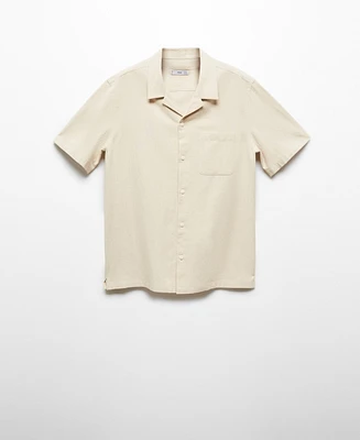 Mango Men's Short Sleeve Cotton Linen Shirt