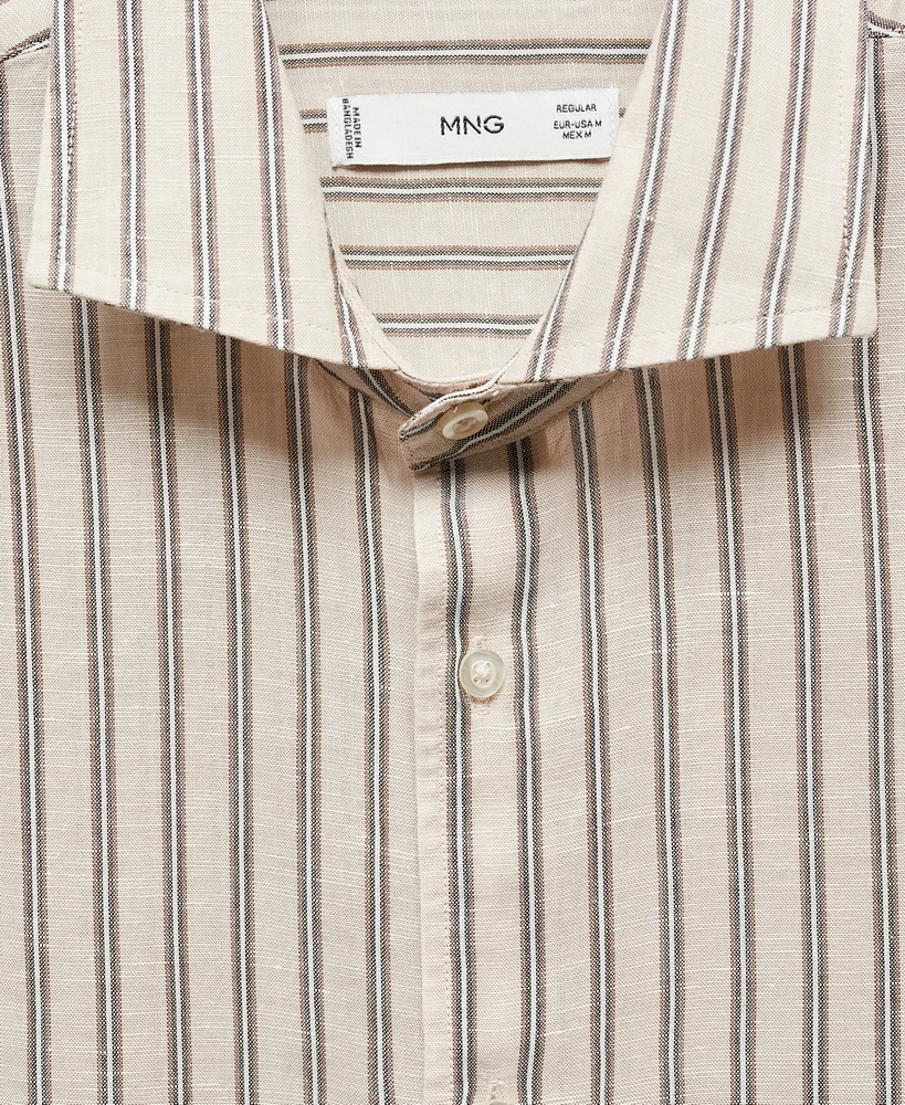 Mango Men's Regular-Fit Striped Linen Shirt