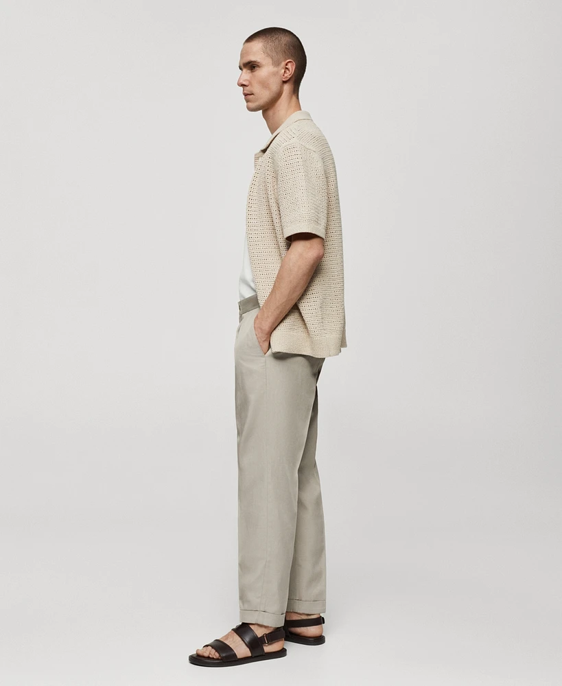 Mango Men's Linen Blend Pleated Trousers