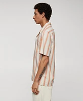 Mango Men's Regular Fit Striped Print Shirt