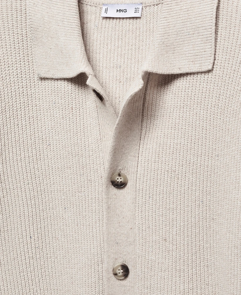 Mango Men's Buttoned Ribbed Cardigan