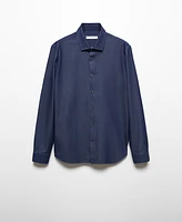 Mango Men's Regular-Fit Cotton Chambray Shirt