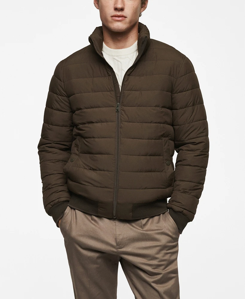 Mango Men's Ultra-Lightweight Water-Repellent Quilted Anorak