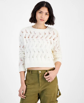 Just Polly Juniors' Destructed Crewneck Sweater