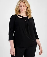 Kasper Plus Twist-Neck Top