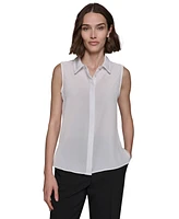 Karl Lagerfeld Paris Women's Lace-Trim Sleeveless Shirt