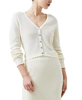 French Connection Women's Nesta Ruffled Cotton Cardigan Sweater