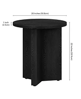 Hudson & Canal Anders 20" Wide Round Side Table in Black Grain