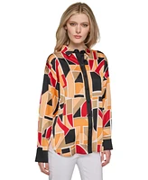 Karl Lagerfeld Paris Women's Oversized Printed Blouse