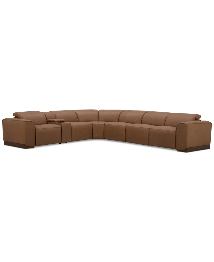 Lovro -Pc. Leather Sectional with Power Motion Chairs & 1 Console