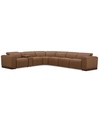 Lovro -Pc. Leather Sectional with Power Motion Chairs & 1 Console