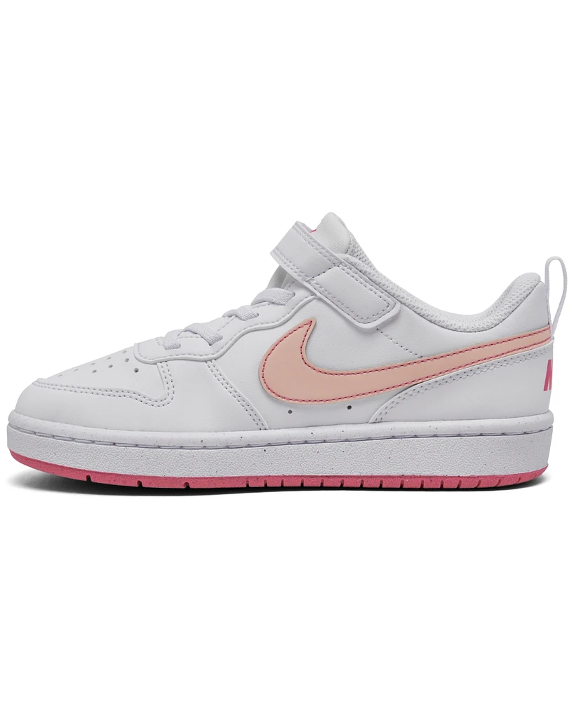 Nike Little Girls' Court Borough Low Recraft Fastening Strap Casual Sneakers from Finish Line