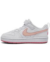 Nike Little Girls' Court Borough Low Recraft Fastening Strap Casual Sneakers from Finish Line