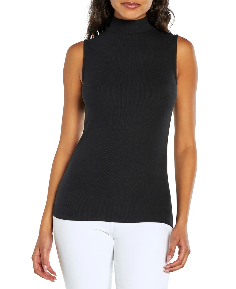 Three Dots Women's Ribbed Mock-Neck Tank Top