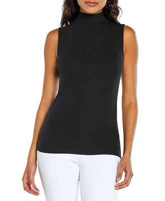 Three Dots Women's Ribbed Mock-Neck Tank Top