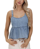 Frye Women's Tie-Back Chambray Babydoll Top