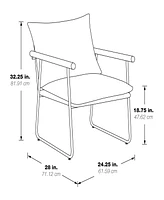 Office Star Dutton Armchair in Charcoal Fabric with Natural Arms and Black Sled Base