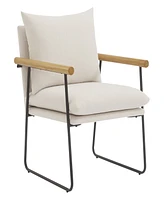Office Star Dutton Armchair in Fabric with Natural Arms and Black Sled Base