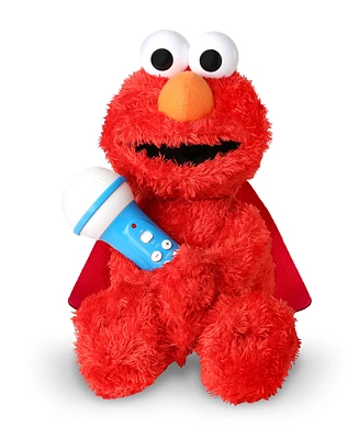 Singing Machine Plush Toy Karaoke Backpack with Microphone, Speaker, Songs Sound Effects, Sesame Street Elmo
