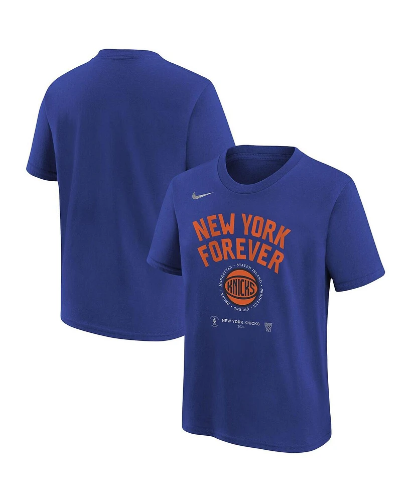 Nike Youth Blue New York Knicks 2024 Nba Playoffs Mantra T-Shirt