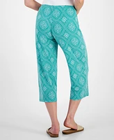 Jm Collection Petite Printed Pull-On Capri Pants, Created for Macy's