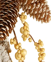 National Tree Company 6' Artificial Autumn Garland, White, Made with Pumpkins, Gourds, Maple Leaves, Pinecones, Berry Clusters, Autumn Collection